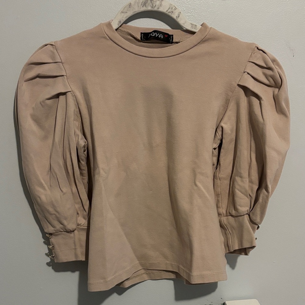 Elegant Beige Puff Sleeve Top